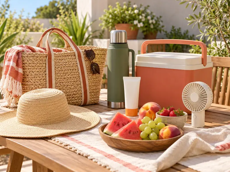 Artículos de verano por mayor: conservadora, termo, bolso de playa y ventilador