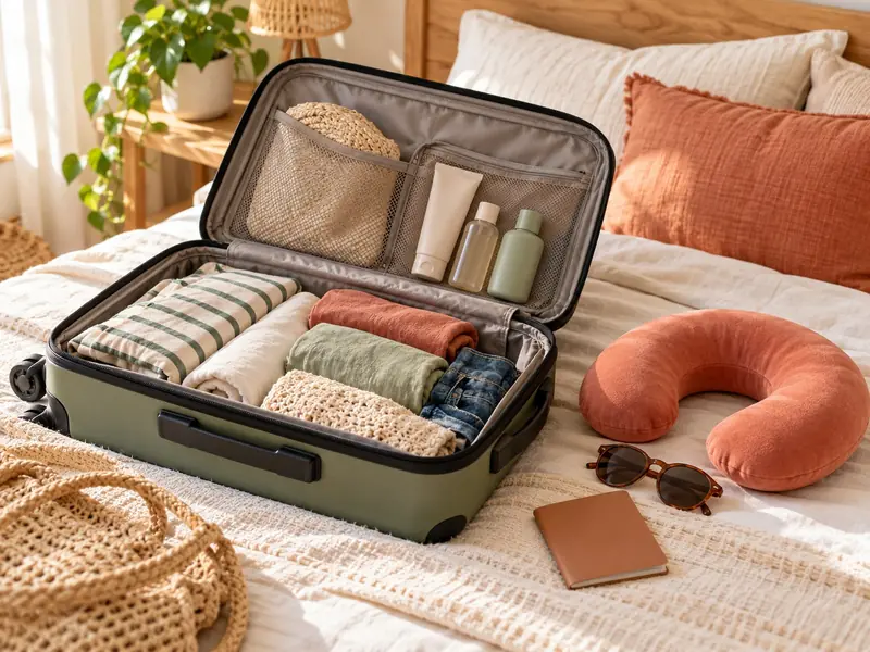 Artículos de viaje por mayor: valija, almohada de viaje y accesorios